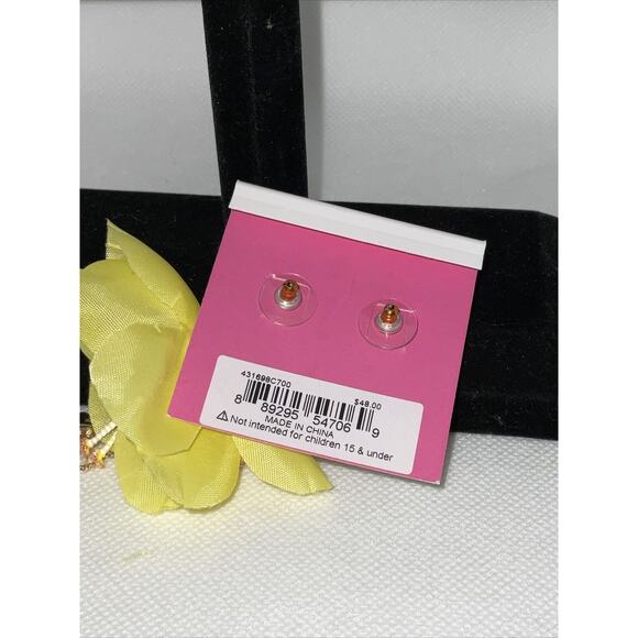 Betsey Johnson Bunny Fairy Yellow Daffodil MisMatch Crystal Earrings NWT $48 - Picture 4 of 7